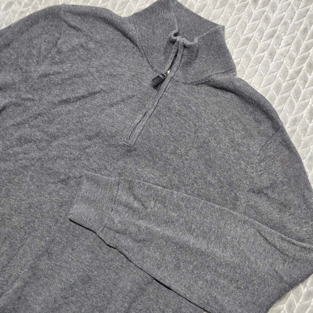 Jos. A. Banks Mens Gray Wool Blend Quarter Zip Pullover Sweater Size Medium